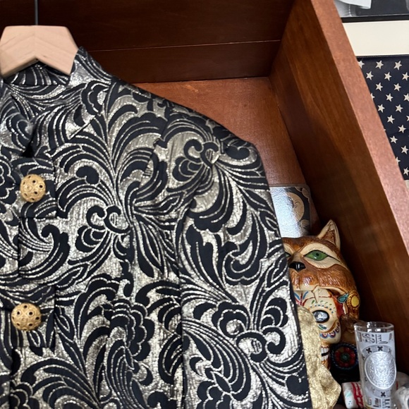 Vintage Jackets & Blazers - Vintage Handmade Damask Filigree with Gold Brocade Button Jacket Women’s Medium